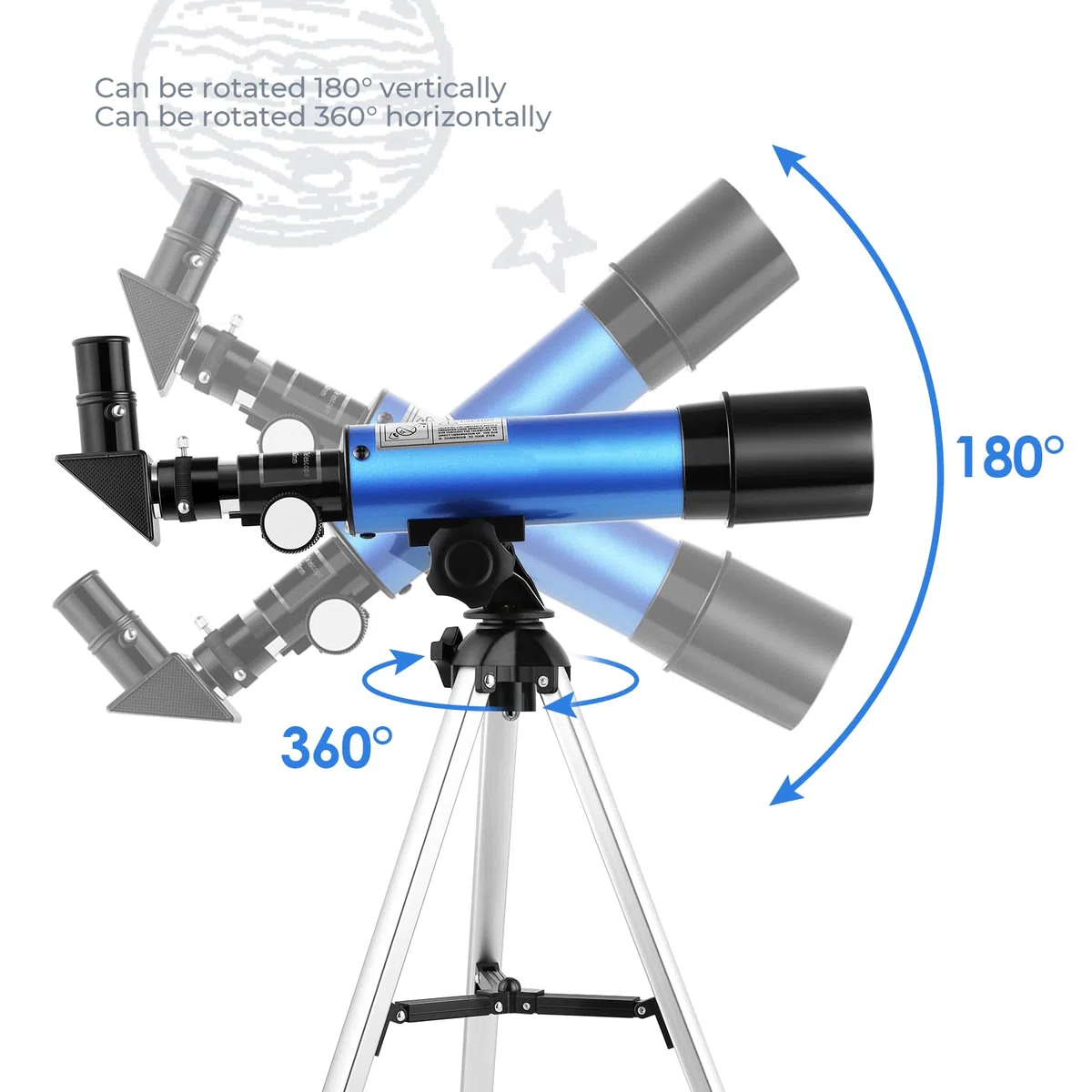 Telescopio 50/360 mm con 2 oculari e treppiede leggero per bambini possono osservare la luna e il cielo notturno, per i giovani aspiranti astronomi