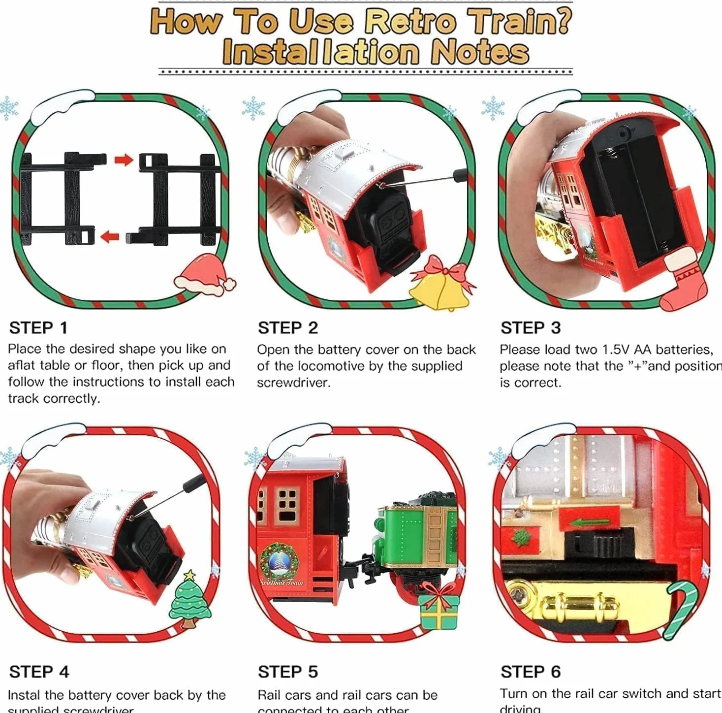 Trenino Elettrico per Bambini,Trenino Natalizio ，Luci e Suoni, Giocattolo con Binari Ferroviario, Set Pista Treno Elettrico, Regalo Natale Compleanno Educativo per Bambini