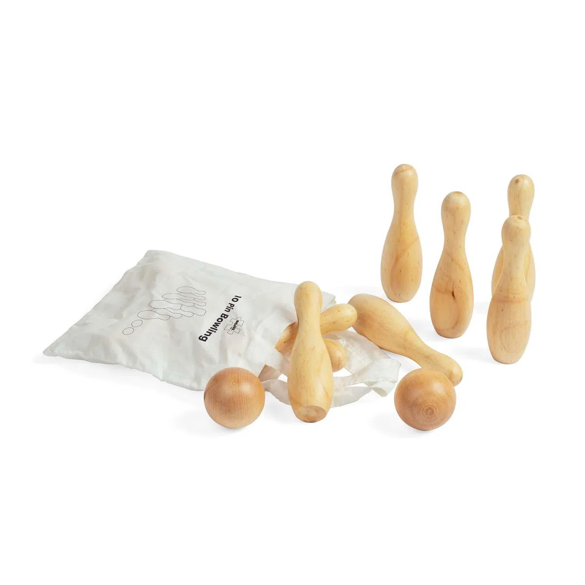 Bigjigs Toys Set da Bowling a 10 spilli, 12 Birilli in Legno, Set da Giardino e Giochi da Prato, Regali ecologici per Bambini dai 2 Anni in su
