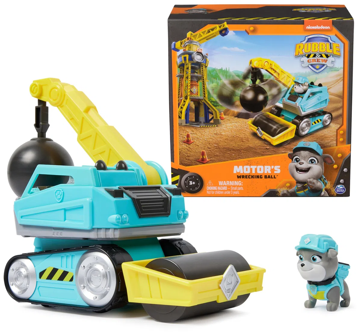 Rubble & Crew, Camion Giocattolo Motor's Wrecking Ball con Action Figure e Giocattoli mobili da Cantiere, Giocattoli per Bambini dai 3 Anni in su