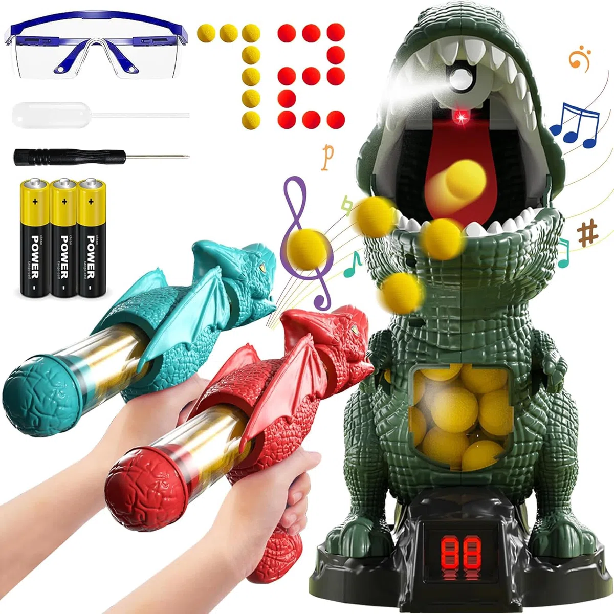 NMM Movimento Dinosauro Con Spray Tiro al Bersaglio - Include 2 Pistole e 72 Proiettili - Regalo per Ragazzi e Ragazze 5-9+ Anni - Natale e Compleanno