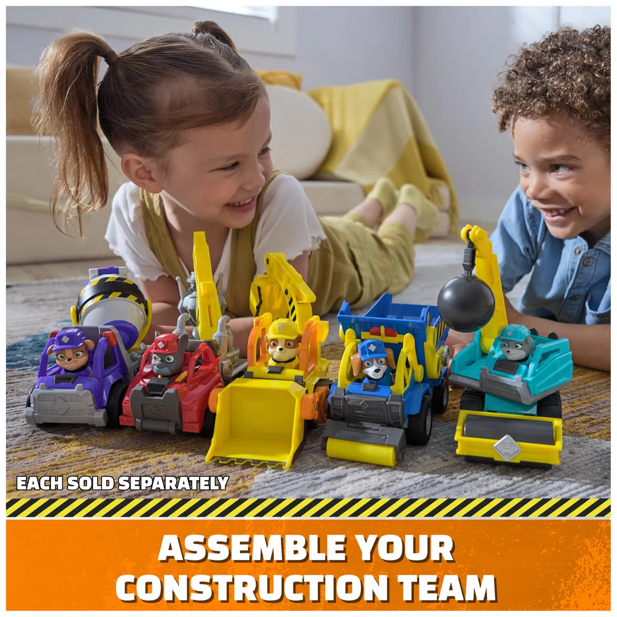 Rubble & Crew, Camion Giocattolo Motor's Wrecking Ball con Action Figure e Giocattoli mobili da Cantiere, Giocattoli per Bambini dai 3 Anni in su