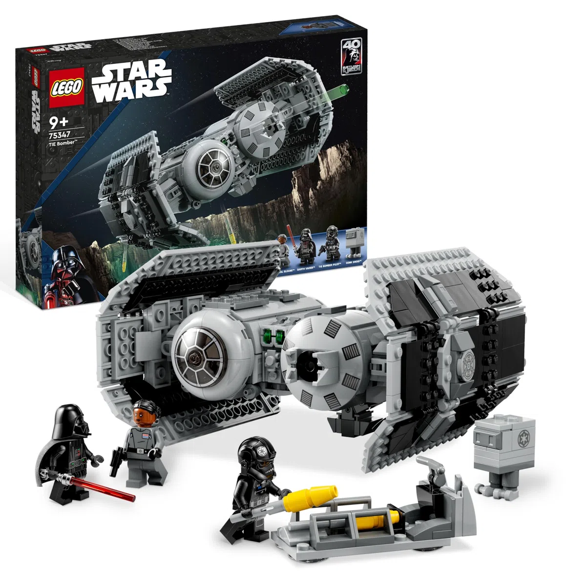 LEGO Star Wars 75347 TIE Bomber - Modello di Astronave Giocattolo con un Droide Gonk e la Minifigure di Darth Vader con Spada Laser - Regalo per Bambini da 9 Anni in su