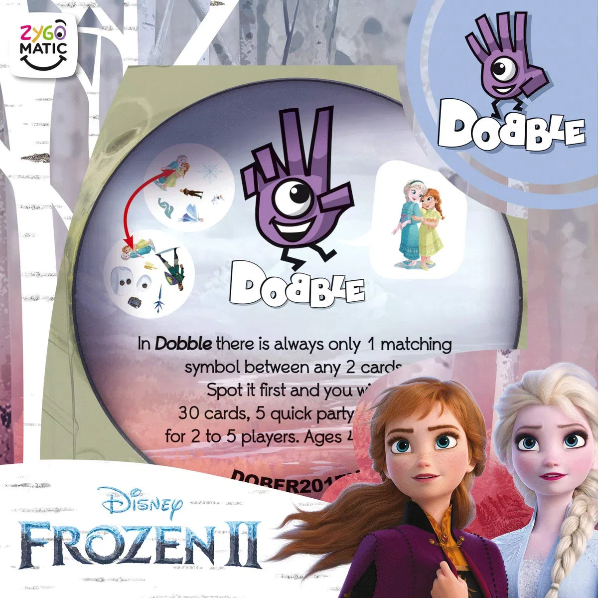 Asmodee , Dobble Frozen 2 , Card Game , Ages 6+ , 2-8 Players , 15 Minutes Playing Time