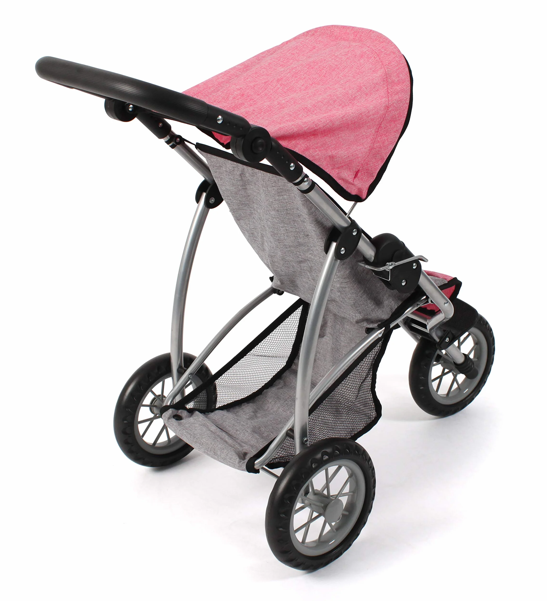 Bayer Chic 2000 - Passeggino per bambole Leon, jogging, per bambini dai 4 agli 8 anni, grigio melange, rosa, 75 x 40 x 73,5 cm