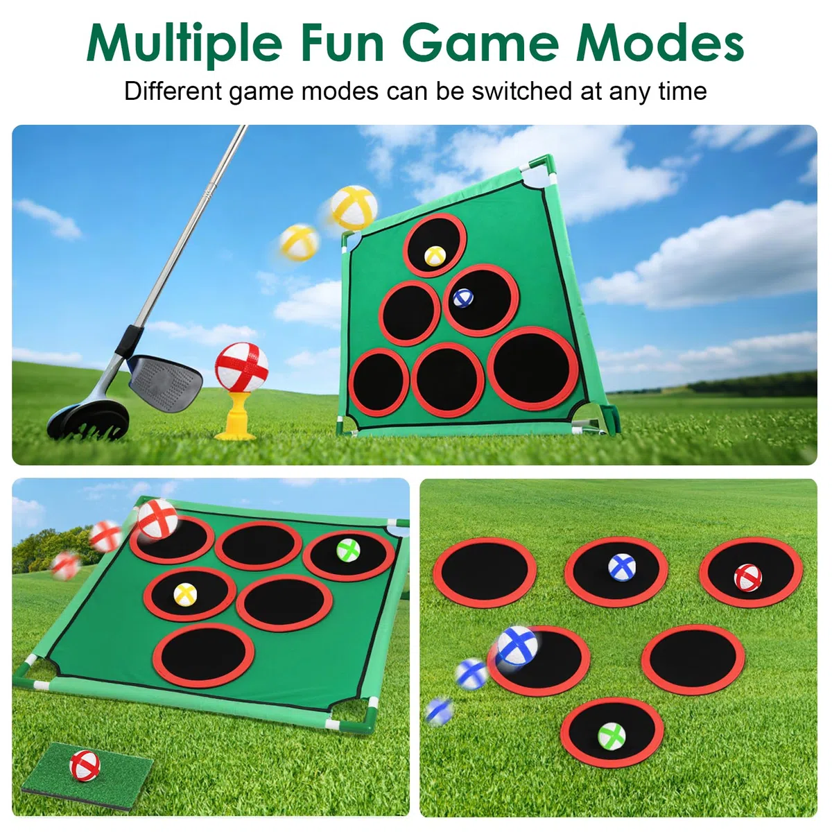 Set Mini Golf per Bambini e Adulti, Gioco con Tappetino da Putting e 20 Palline Adesive, per Interno ed Esterno, Ideale per Allenamento e Divertimento in Famiglia