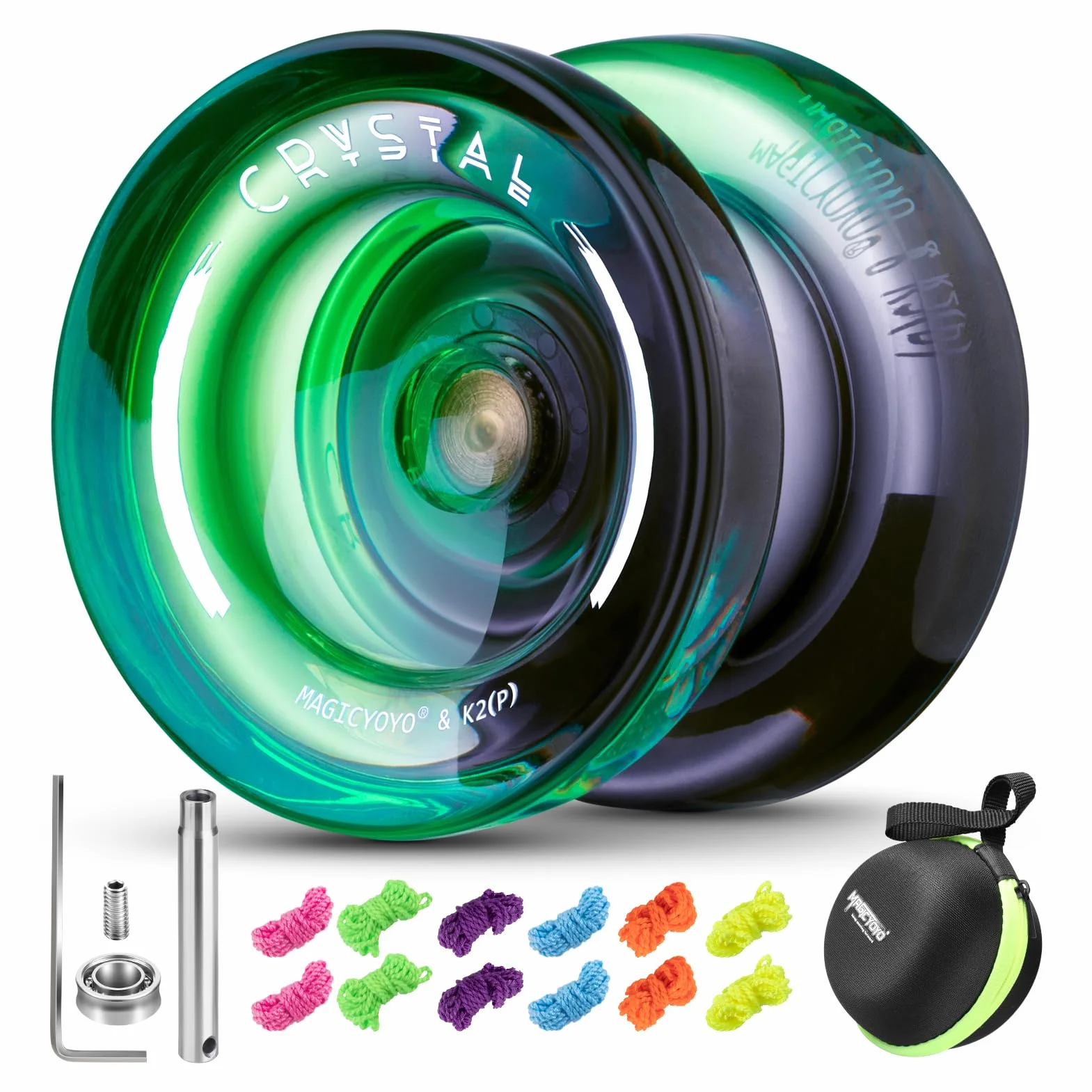 MAGICYOYO Crystal K2 Professional JoJo Con cuscinetti a sfera per bambini e principianti, trucchi reattivi e non reattivi con 12 corde e custodia