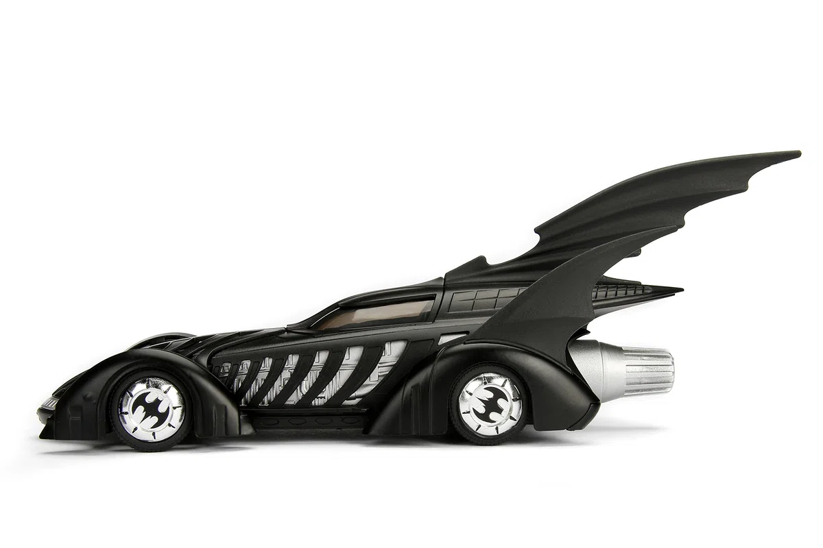 Modellino Batmobile da Batman Forever 22cm Scala 1/24 con Figura di Batman - 100% Originale Ufficiale Dc Comics Jada Toys