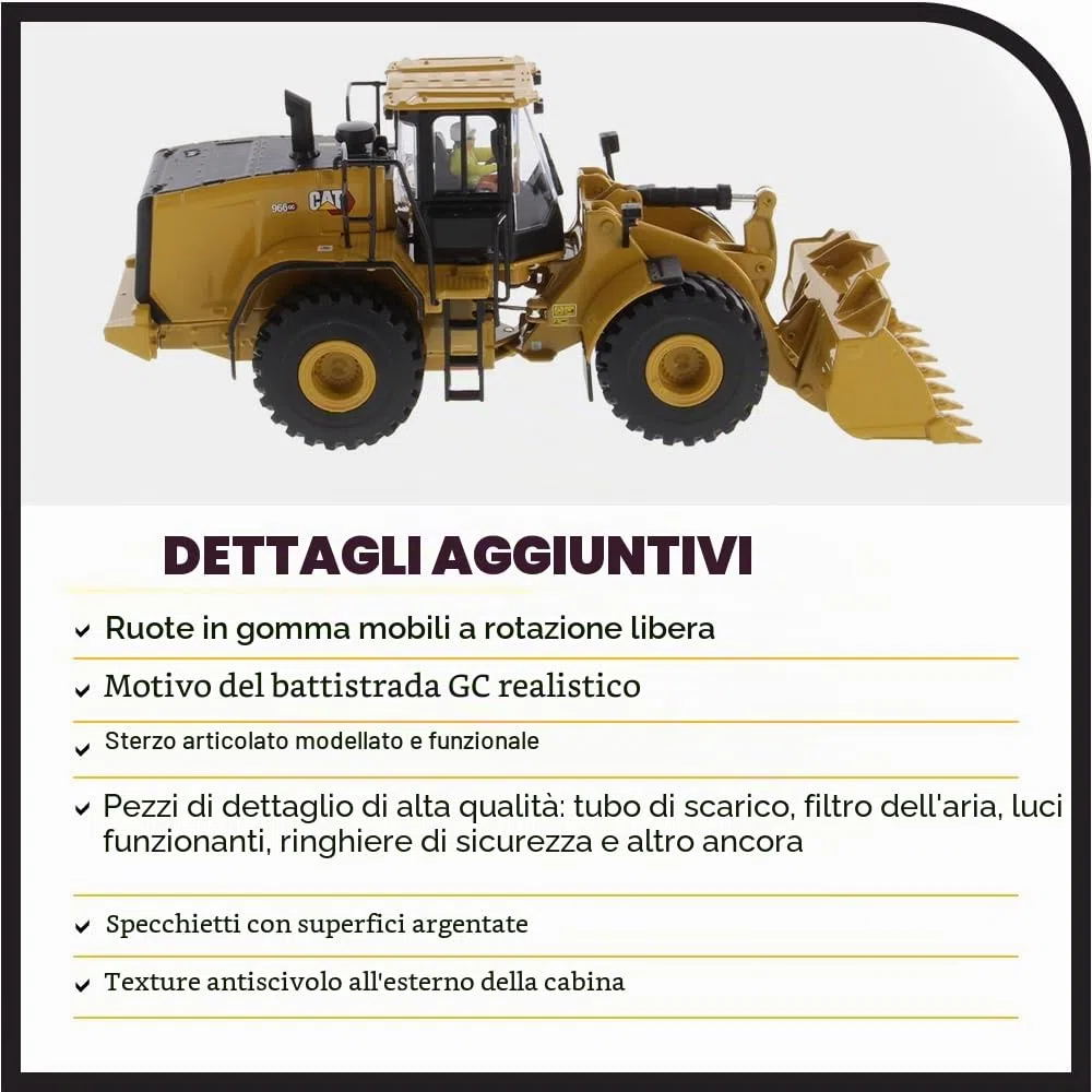 DM DIECAST MASTERS- Diecast Masters 85682-Pala gommata Caterpillar, Next Gen Cat 966GC, Scala 1:50, Circa 6,6 x 7,3 x 18,2 cm, da 14 Anni, Colore Yellow, 85682