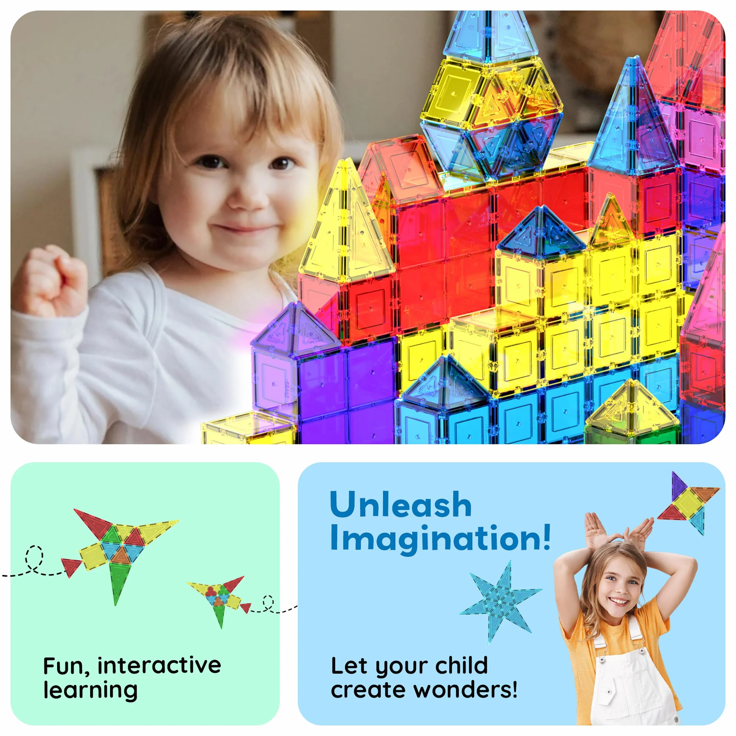 PicassoTiles 100 Pezzi Set 100 Pezzi Piastrelle Magneti Costruzioni Trasparenti Blocchi Magnetici 3D Costruzione Playboard, Creatività Oltre L'immaginazione, Ispirazione, Ricreativo