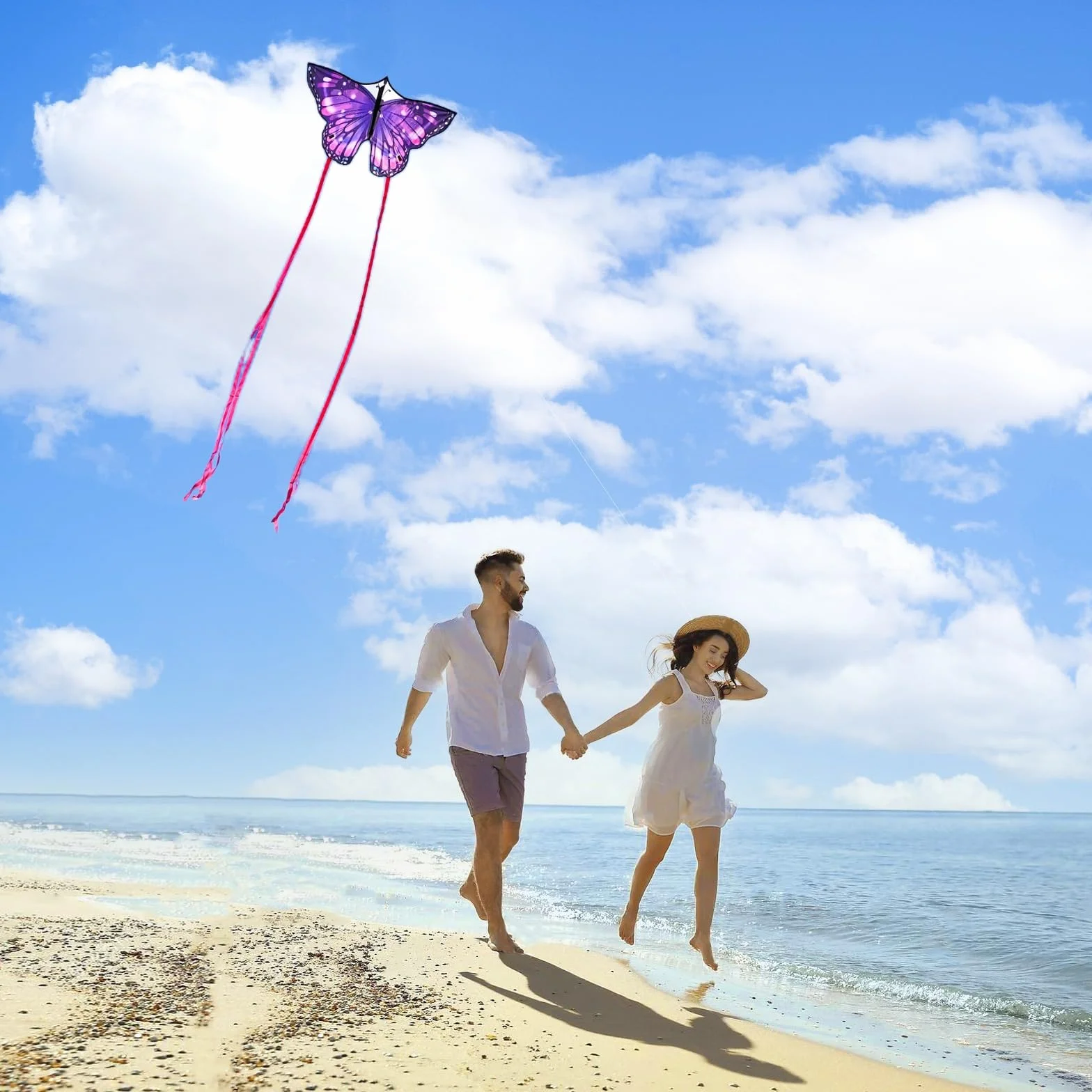 Aquilone a farfalla viola per bambini dai 4 agli 8 e agli 8 anni e adulti facile da volare, 140 x 71 cm, grande aquilone per esterni, parco o spiaggia.