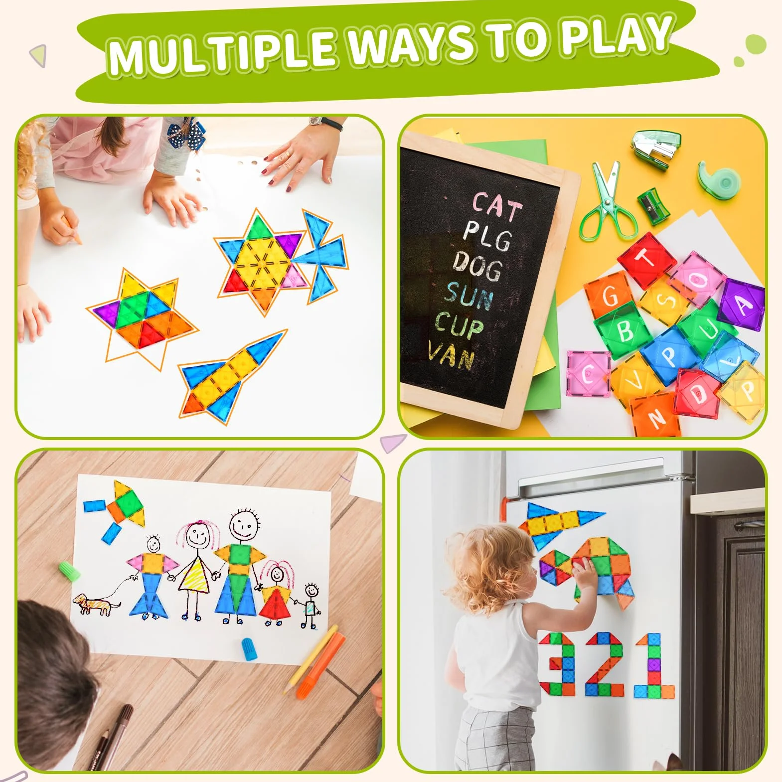 Katiago Costruzioni Magnetiche Bambini, 64 Tessere Magnetiche Colorate di 3 4 5 anni Blocchi Magnetici per Bambini Regalo di Compleanno Costruzione Giocattoli Montessori per ragazzi e ragazze