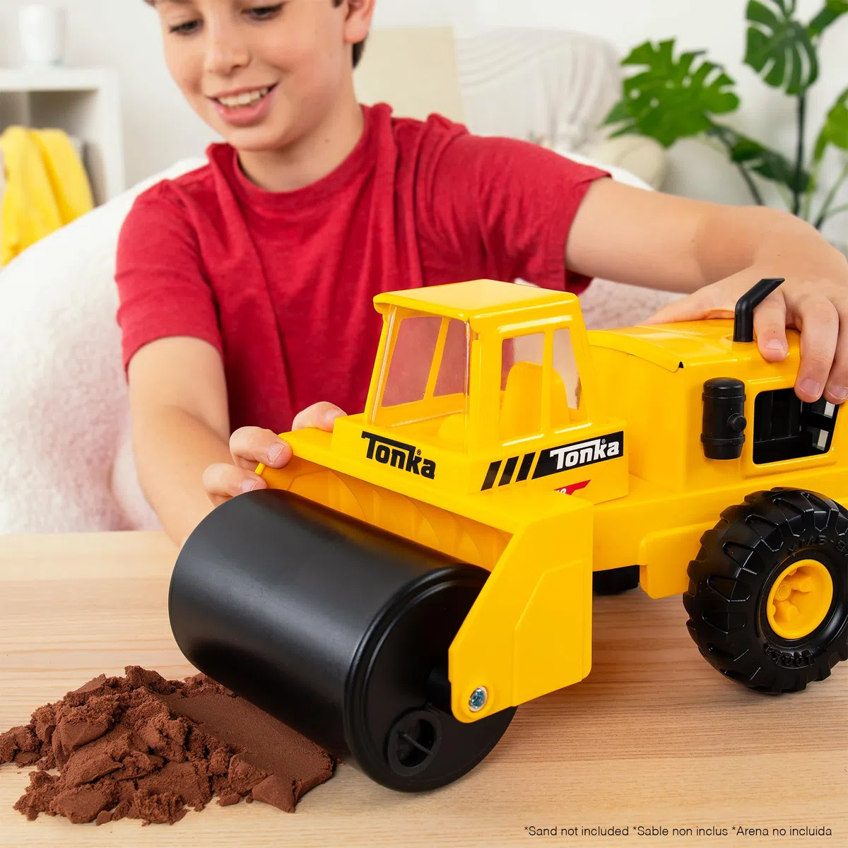 Tonka Rullo Compressore in Acciaio, Struttura Resistente in Vero Acciaio, Giocattolo da Demolizione Giallo con Movimenti Realistici, Per Bambini e Bambine dai 3 Anni in su