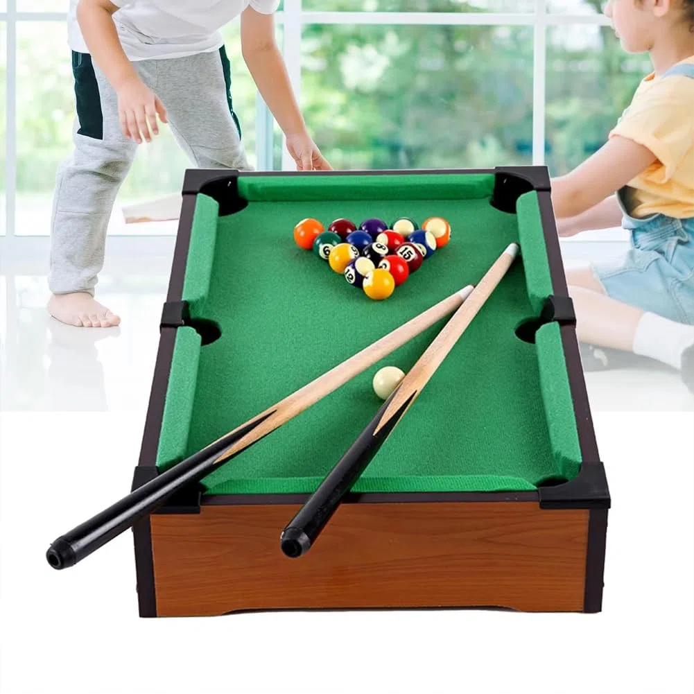 BAKAJI Carambola da Tavolo con Stecche e Palle con Triangolo, Biliardo da Casa con Palline e Accessori per Adulti e Bambini, Gioco di Società Idea Regalo con 6 Buche, 36 x 24 cm