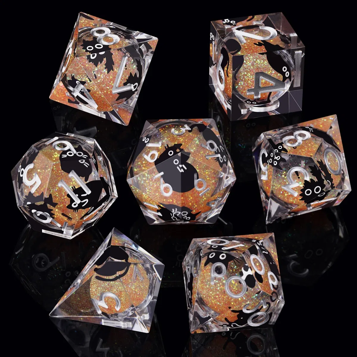 ORUZA D&D Liquid Core D4 D6 D8 D10 D12 D20 D% Gatto D&D Liquid Core Dadi D4 D6 D8 D10 D12 D20 D% Gatto Sabbia da gioco per Dungeons and Dragons RPG MTG Pathfinder