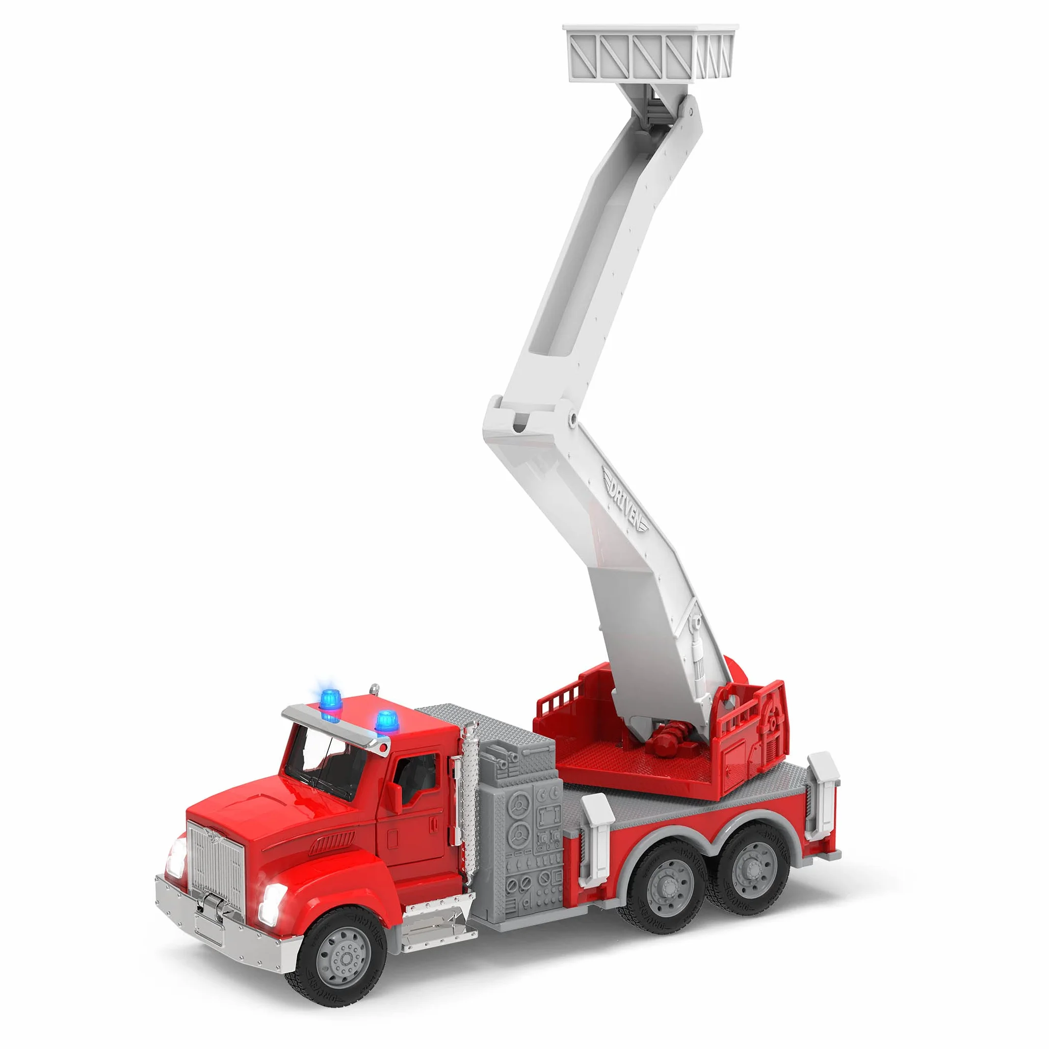 Driven by Battat - Micro flotta di emergenza - Set di veicoli di emergenza per bambini - Camion dei pompieri giocattolo con gru - Camioncino giocattolo per bambini - 3 anni +