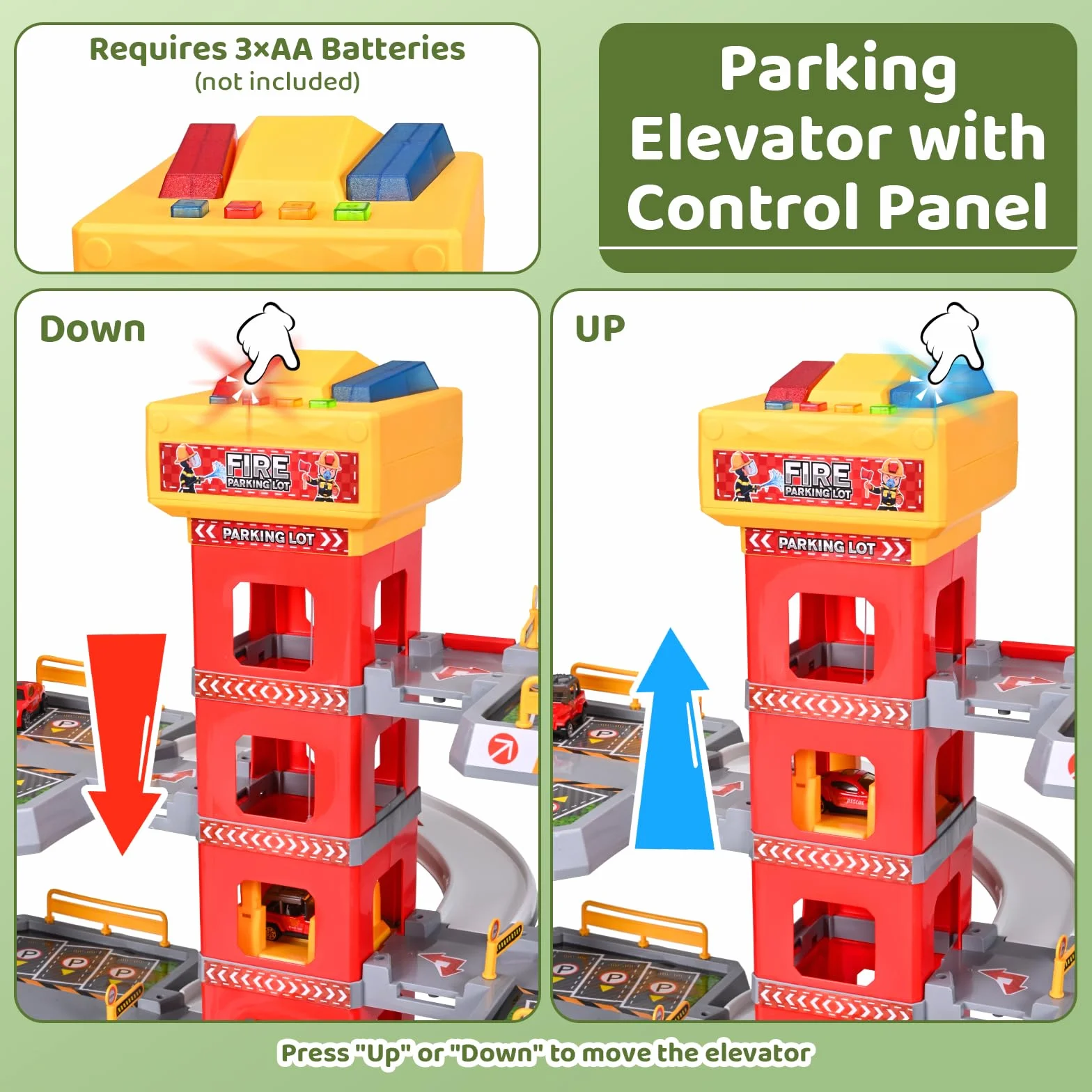 Set da gioco per parcheggio a 5 piani, per bambini dai 3 anni in su, con ascensore incluso, grande parcheggio giocattolo con 12 auto e 1 aereo, come regalo per bambini dai 3 anni, rosso