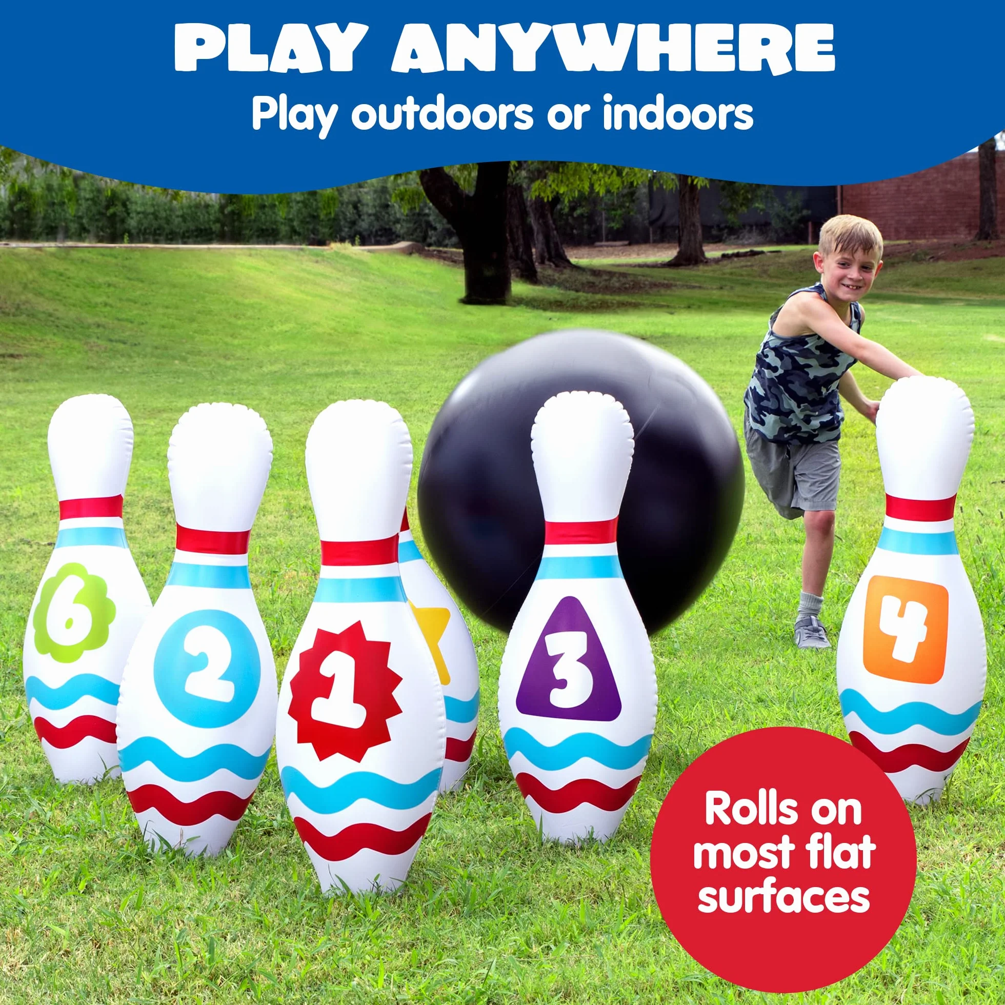 JOYIN Giant Inflatable Bowling Set for Kids and Adults, Christmas Birthday Party Games, Kids Education Motor Skills Toys