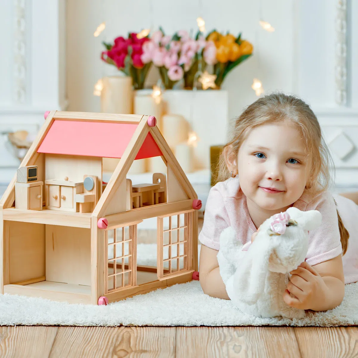 Housoutil Finestre in legno per mobili in miniatura: 2 pezzi Mini finestra telaio modello 1: 12 scala miniature finestra in legno - mini tapparelle fai da te accessori artigianali per case delle