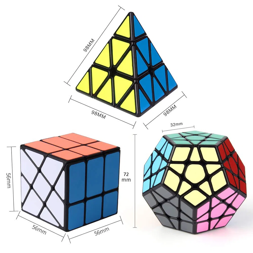 ROXENDA Speed Cube Set, Piramide Dodecahedron Windmill Cube - Puzzle Magico Cubo di Velocità Collezione per Bambini e Adulti [3 Pack]