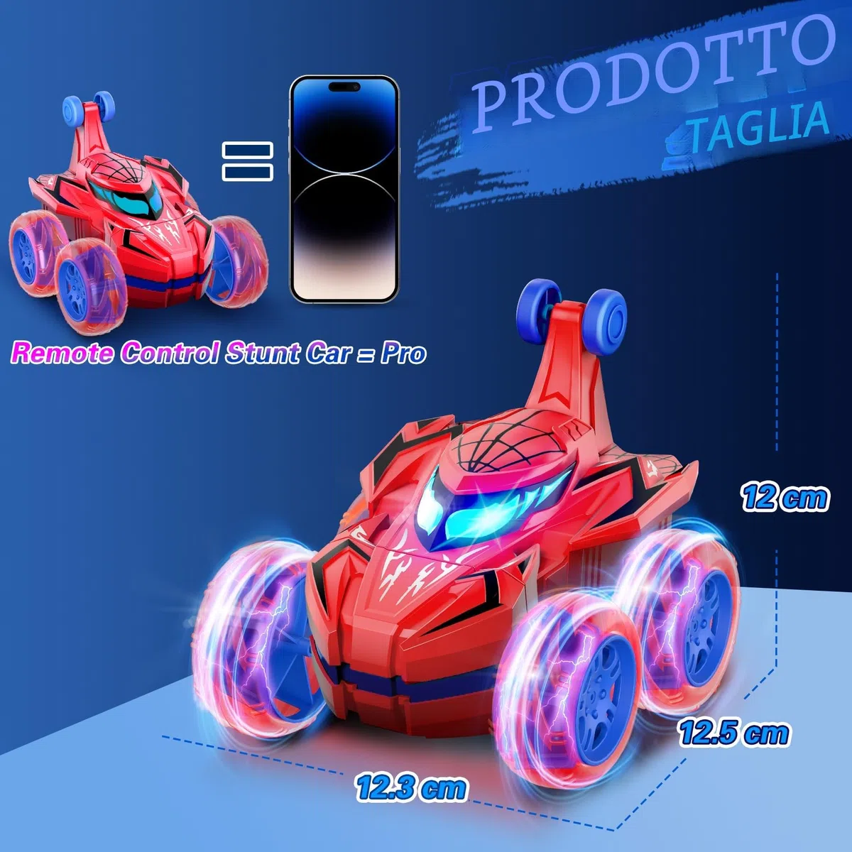 Ophy Macchina Telecomandata per Bambini, Giochi Bambini 3 4 5 6 7 8 9 Anni, Regalo Bambino 3 4 5 6 7 8 9 Anni, Giocattolo per Auto Telecomandata Acrobatica per bambini, Spider Car