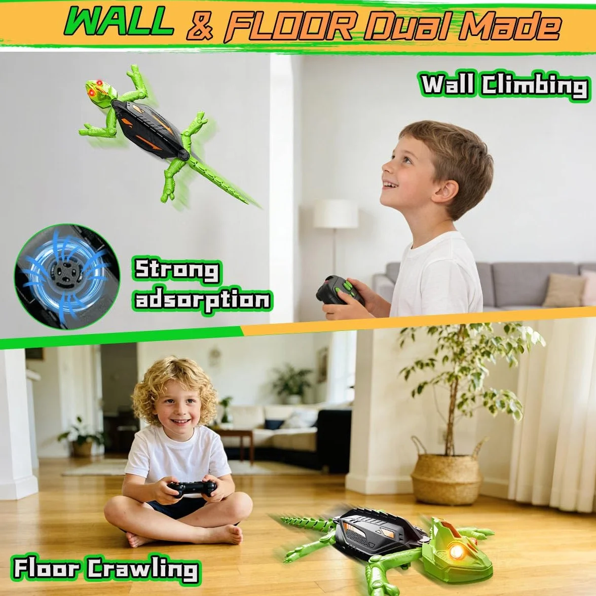 LGZIN Geco Telecomandato, Giocattolo Lucertola Robotica con Occhi LED, Lucertola Robot Radiocomandato, Può Arrampicarsi sui Muri, Giocattolo per Bambini e Bambine 3 4 5 6 7 8 9+ Anni
