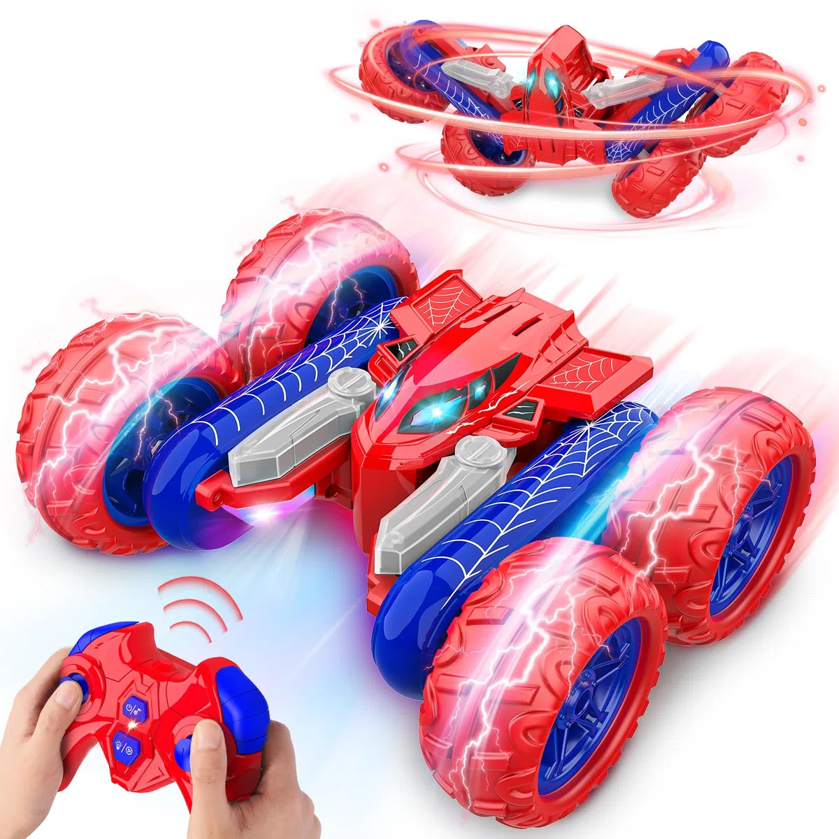 Dreamlandia Macchina Telecomandata per Bambini 3+ Anni, Auto Acrobatica con Luci e Rotazione 360°, Regalo Giocattolo, Regalo Natale
