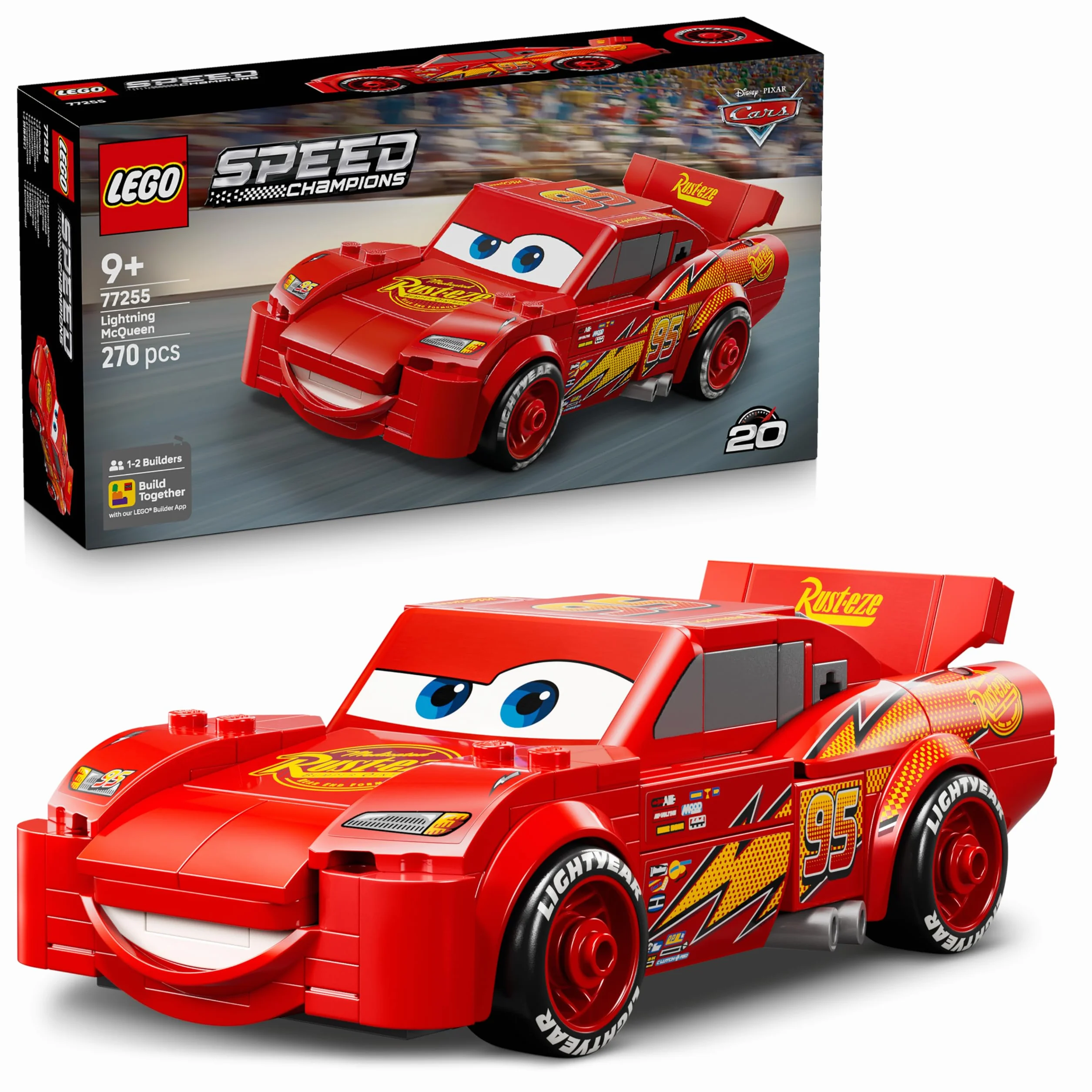 LEGO Speed Champions Saetta McQueen - Macchina da Corsa Giocattolo - Kit di Modellismo da Collezione - Idea Regalo Disney per Bambini e Bambine da 9 Anni in su Fan del Film Pixar Cars - 77255