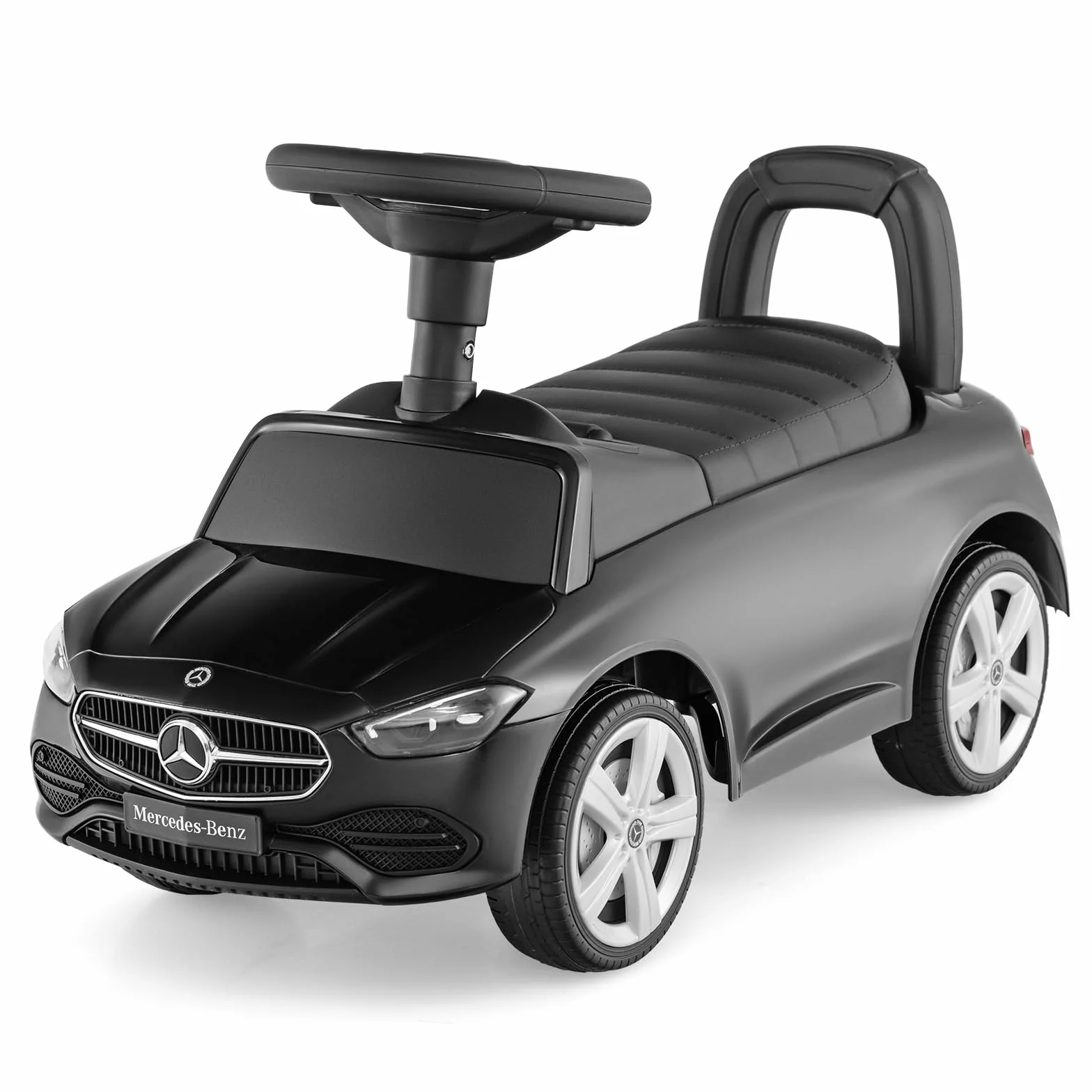 COSTWAY Mercedes Benz Macchinina Cavalcabile a Spinta per Bambini, Auto da Gioco con Volante Clacson e Suono, Spazio di Archiviazione, Auto a Spinta per bambini 1-3 Anni (Nero)