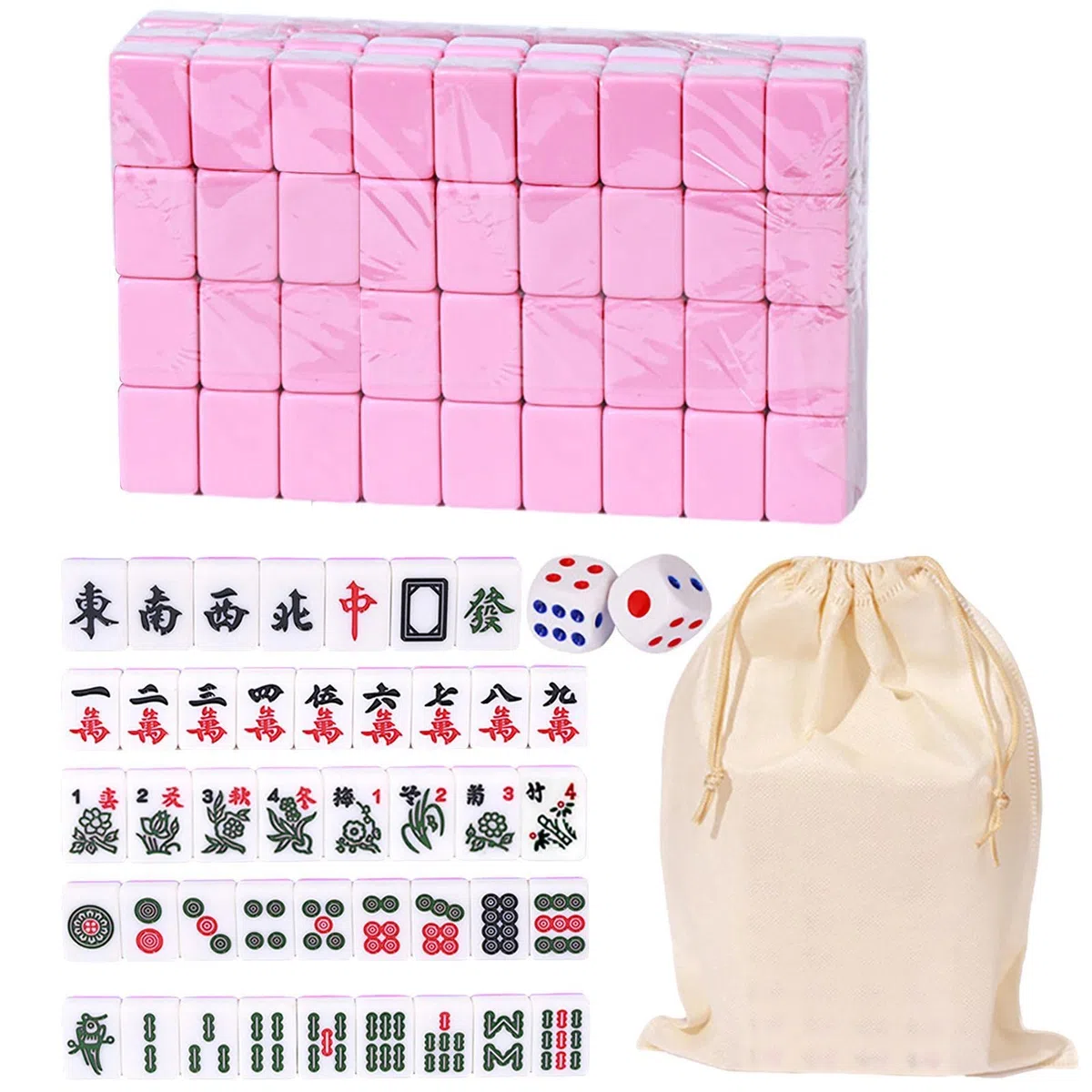 GUOHUA Set Mahjong Cinese - Viaggio Kit Mahjong Cinese Tradizionale con Custodia | 144 Mahjong Tiles Gioco da Tavolo per intrattenimento familiare, Kit Mahjong Portatili in Resina melamminica