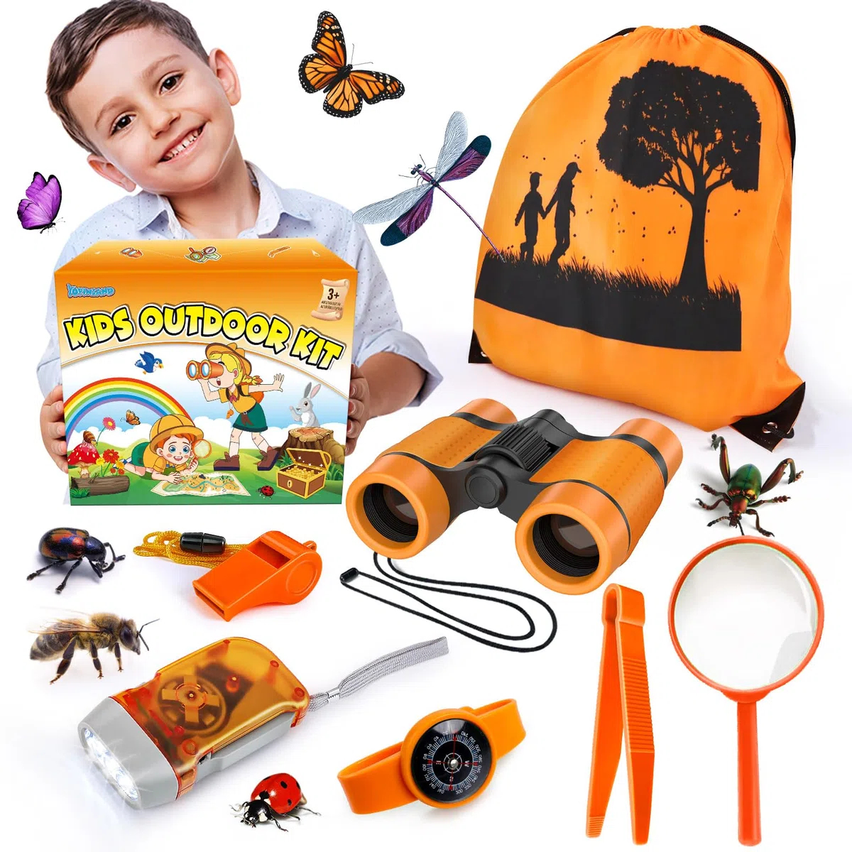 YOPINSAND Set da esplorazione per Bambini, binocolo per Bambini, Kit da Esploratore con Zaino, Giocattolo da Esterno, Ragazze e Ragazzi