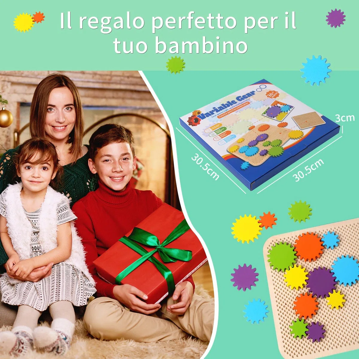 Montessori Giocattolo 2 3 4 5, Giochi da 2 Anni, Gioco Motorio con Ingranaggi Colorati, Giocattoli da 3 Anni, Puzzle Ingranaggi, Regalo 2 3 4 5 Bambini Ragazzi Ragazze