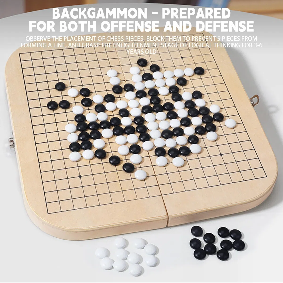 GO Game Board Set, Wood-Go Game, set di giochi da tavolo pieghevole | GO Game Made in legno, pieghevole, in bianco e nero figure così vacanti e durevoli, regali