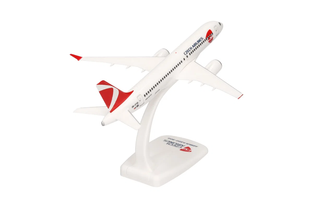 Herpa modello di aereo CSA Czech Airlines Airbus A220-300, in scala 1:200 - Snap-Fit, pezzo da collezione, miniatura deco, statuetta con supporto in plastica