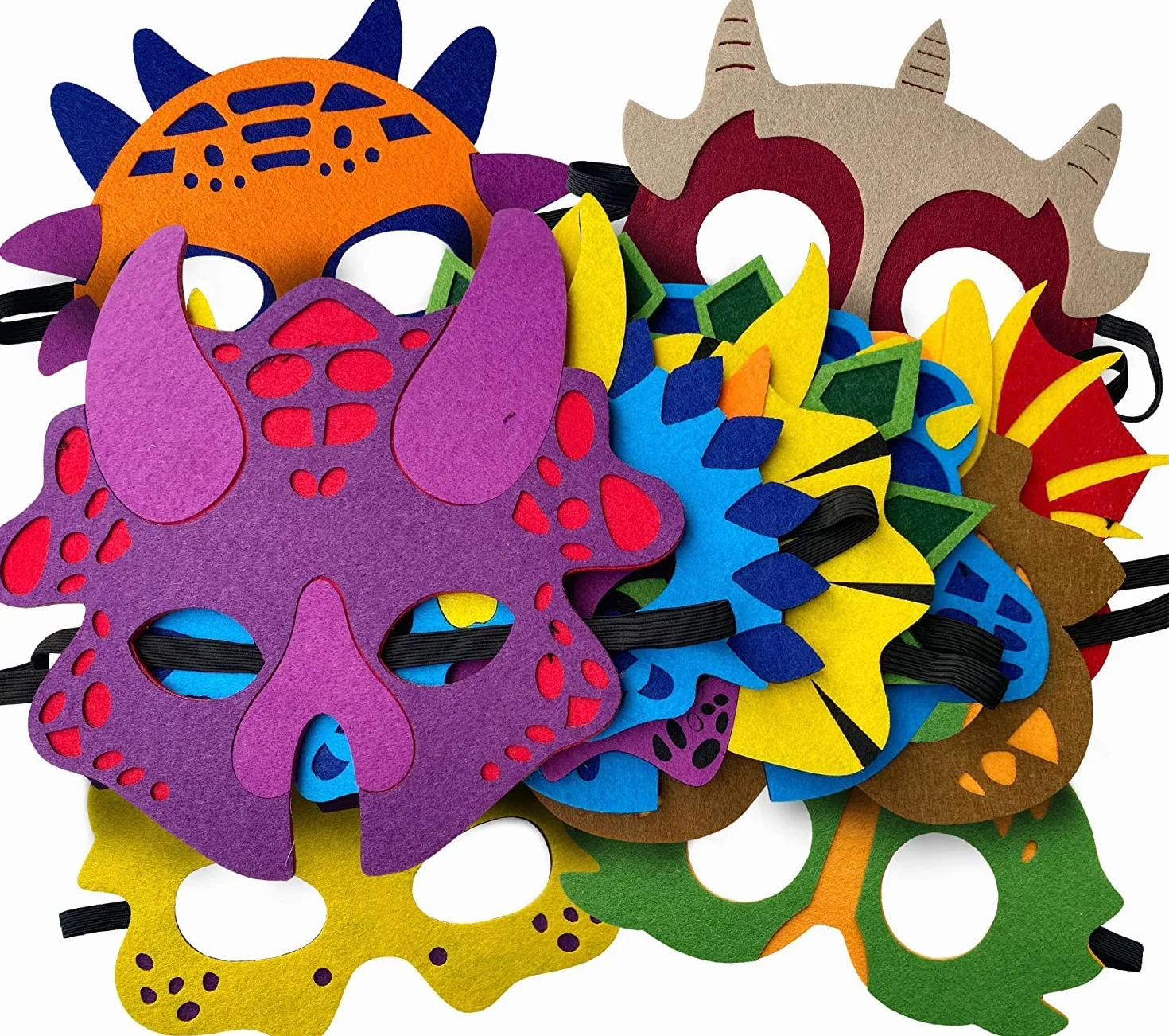 LATERN 24 Pezzi Maschere di Dinosauro in Feltro, Maschere per Bambini Maschera per Feste di Animali Riempitrici per Sacchetti per Feste Vesti Maschera per Cosplay per Masquerade Compleanni Giungla