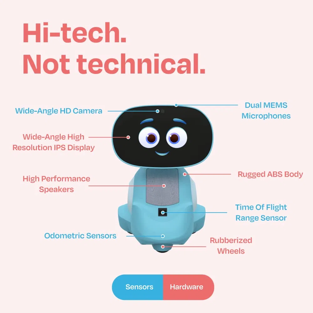Miko 3: Smart Robot per bambini basato sull'intelligenza artificiale| Robot STEM per apprendimento e formazione con app di coding + Giochi illimitati + Blu programmabile