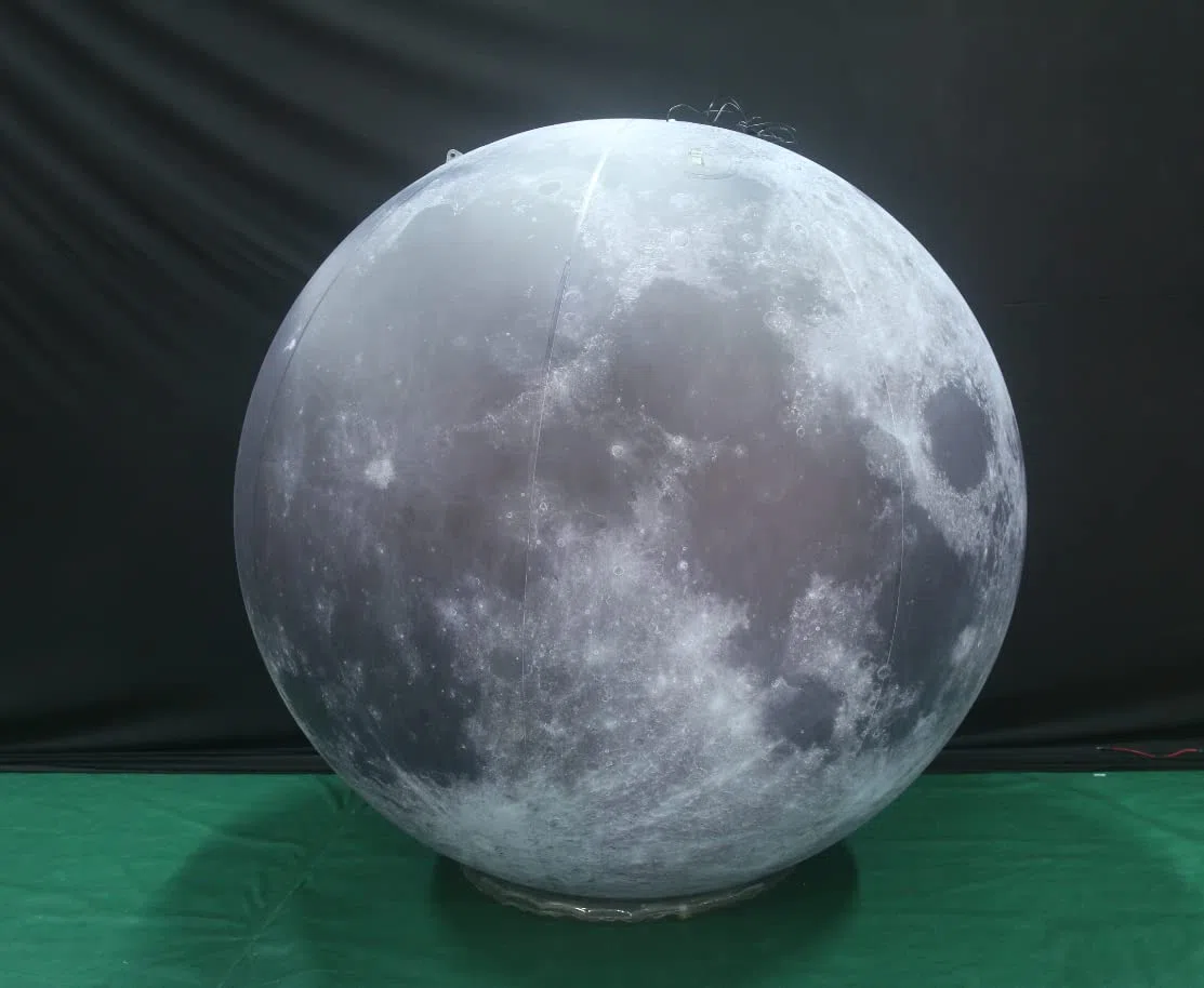 Set di 9 pianeti gonfiabili con illuminazione a LED, 9 pianeti + sole e luna, 11 pezzi, astronomia per educazione, galassia, spazio, decorazione per feste a tema (Luna, diametro 1,5 m)
