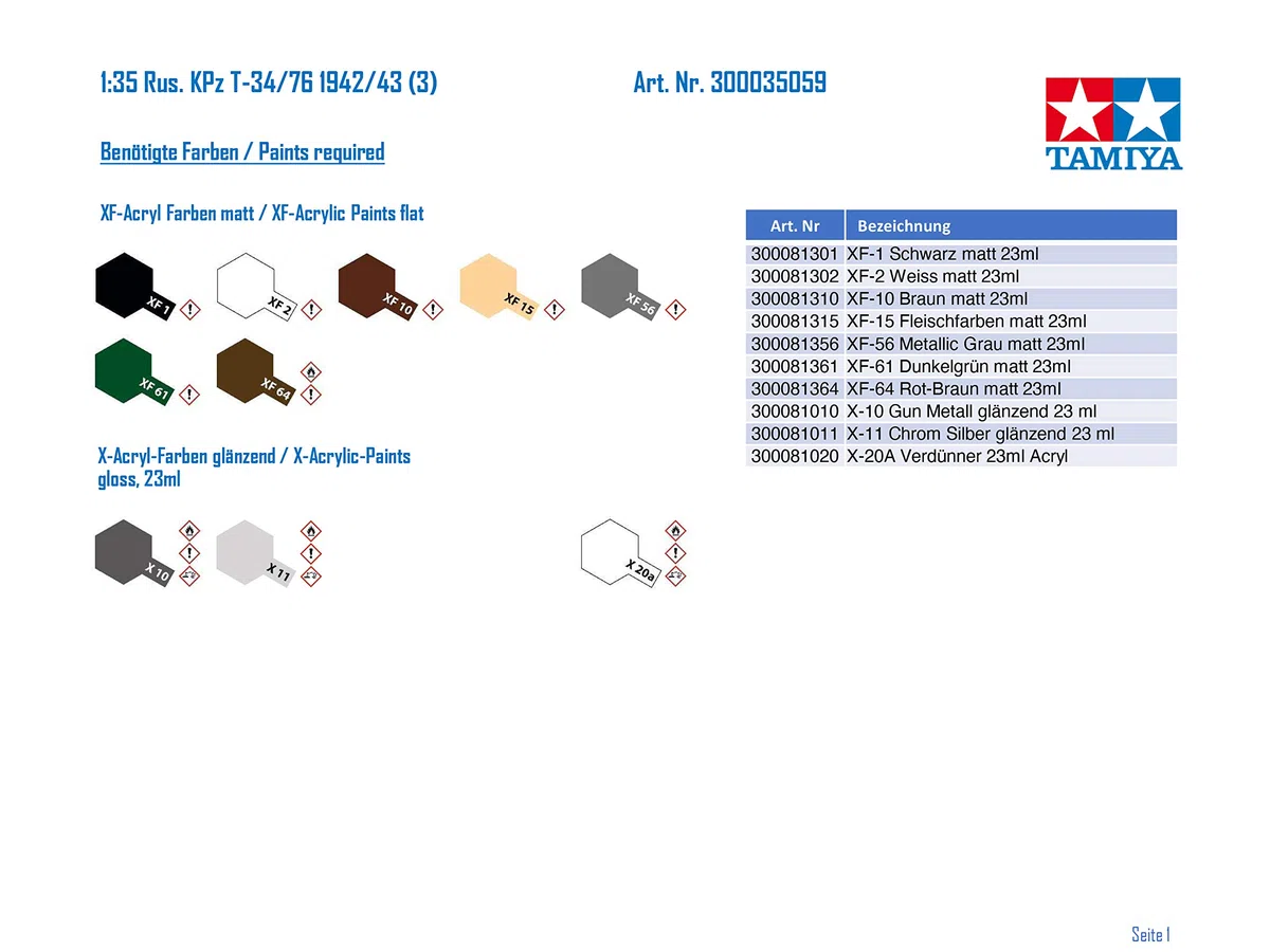 Tamiya TAM35059 35059 T34/76 1943 Carro armato russo 1:35 Kit modello militare