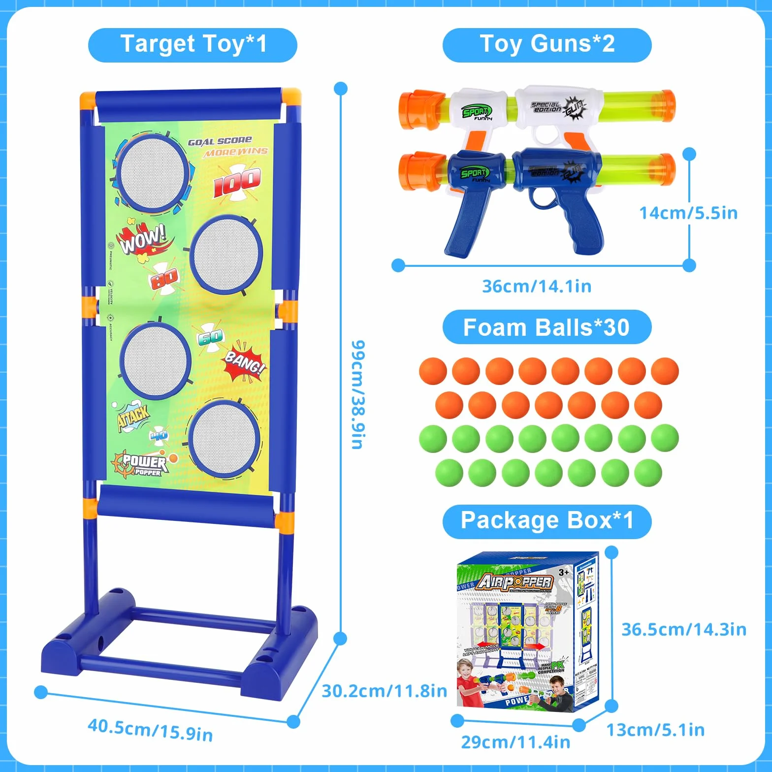 deAO Gioco di Mira e Tiro al Bersaglio con Obiettivo Elettronico in Movimento Include Pistole ad Aria Compressa attività per Bambini e Famiglie