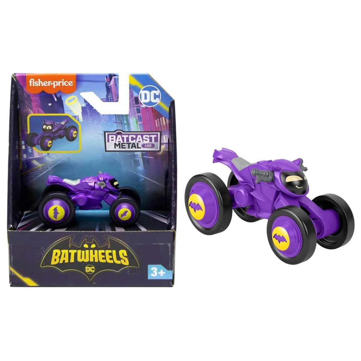 DC Batwheels Bibi The Batgirl - Veicolo a 4 ruote in scala 1:55,Fisher Price, eta 3+