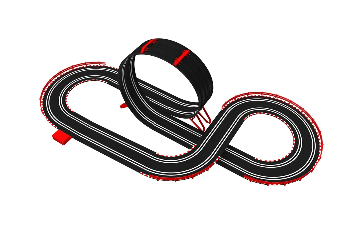 SCALEXTRIC - Circuito Compact - Traccia completa - 2 Auto incluse - Scala 1:43 (Circuito CompactFast Rally)