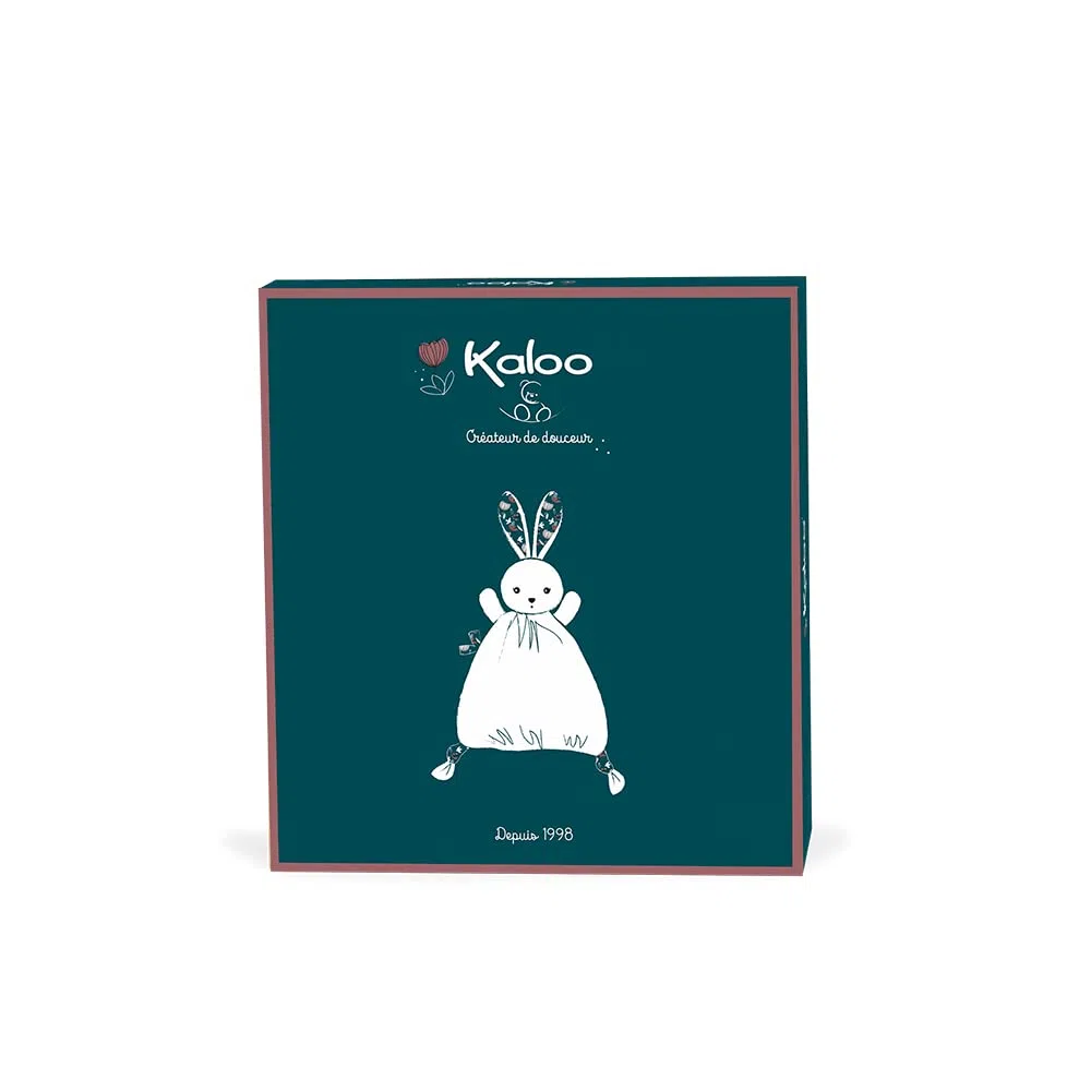 KALOO - K'Doux - Doudou Coniglio Natura - Bianco e Blu - Materiale Mussola di Cotone - 20 Cm, K969950