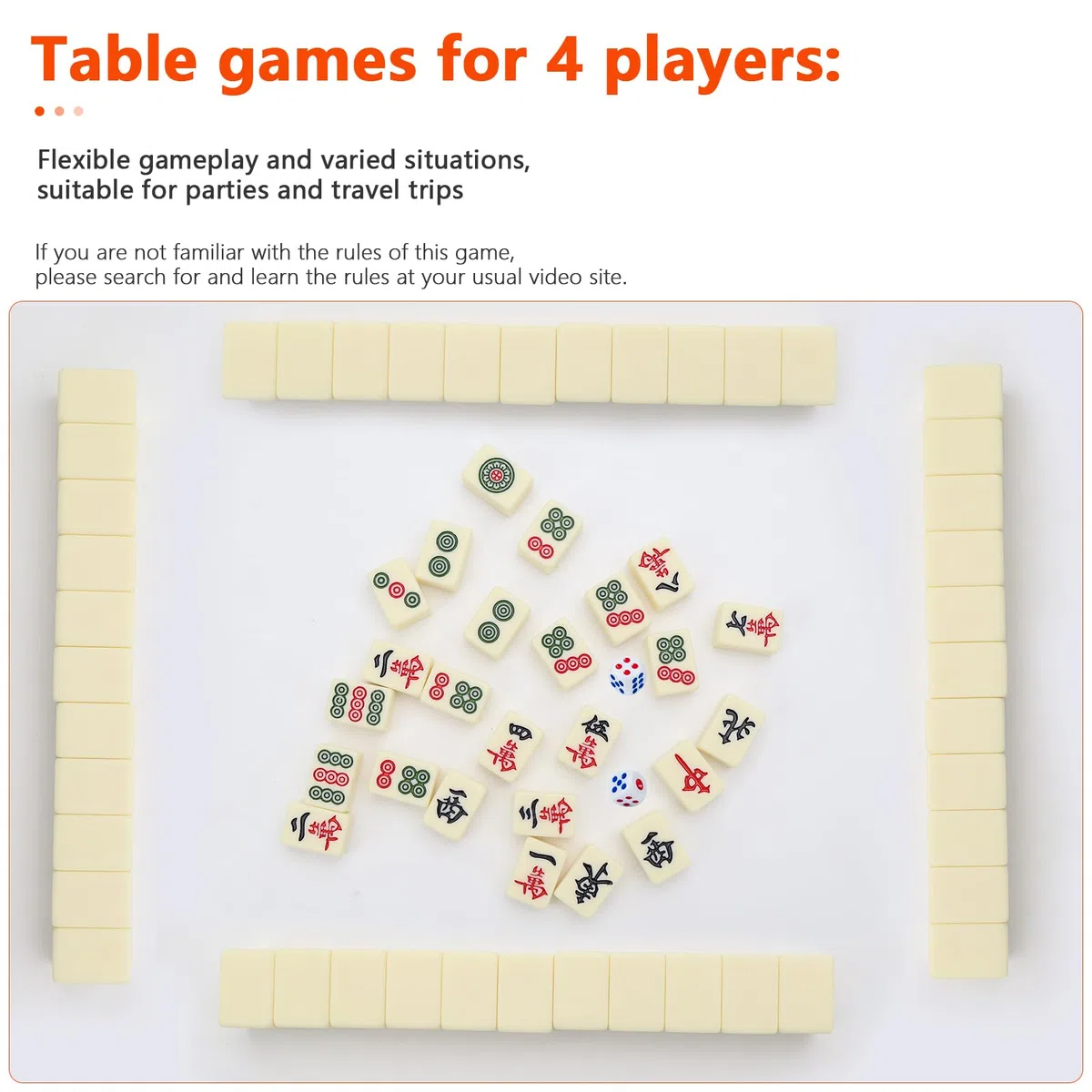 Mini Gioco del Mahjong Cinese, Set Mahjong con 144 tessere, gioco da tavolo, adatto a giovani e anziani, ideale per famiglie, viaggi, feste