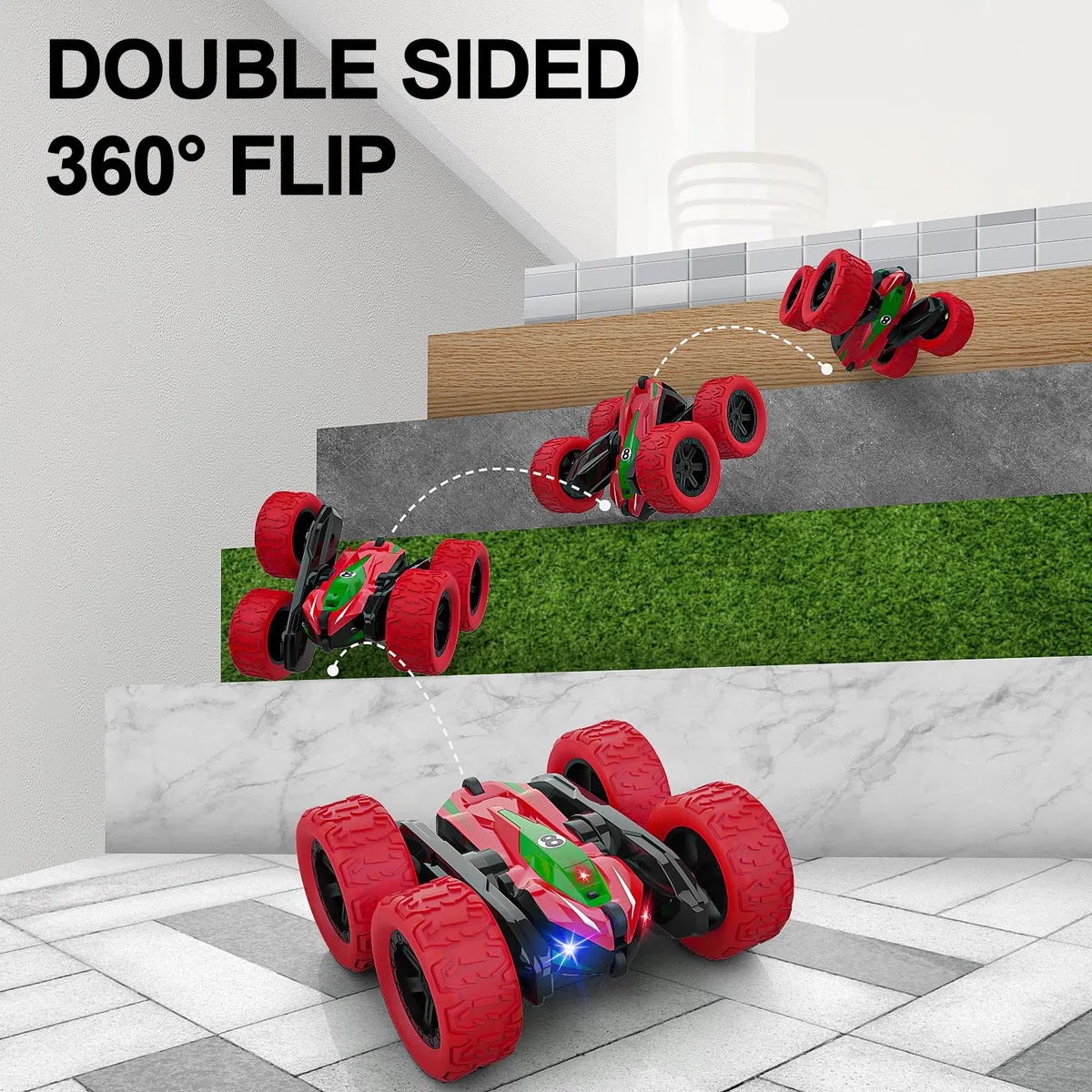 Macchina Telecomandata per Bambini, 4x4 RC Auto Radiocomandata Acrobatica con Luce Giochi Bambini 3 4 5 6 7 8 Anni All'aperto Esterno Macchinine Giocattoli Regalo Compleanno Natale Bambino Bambina