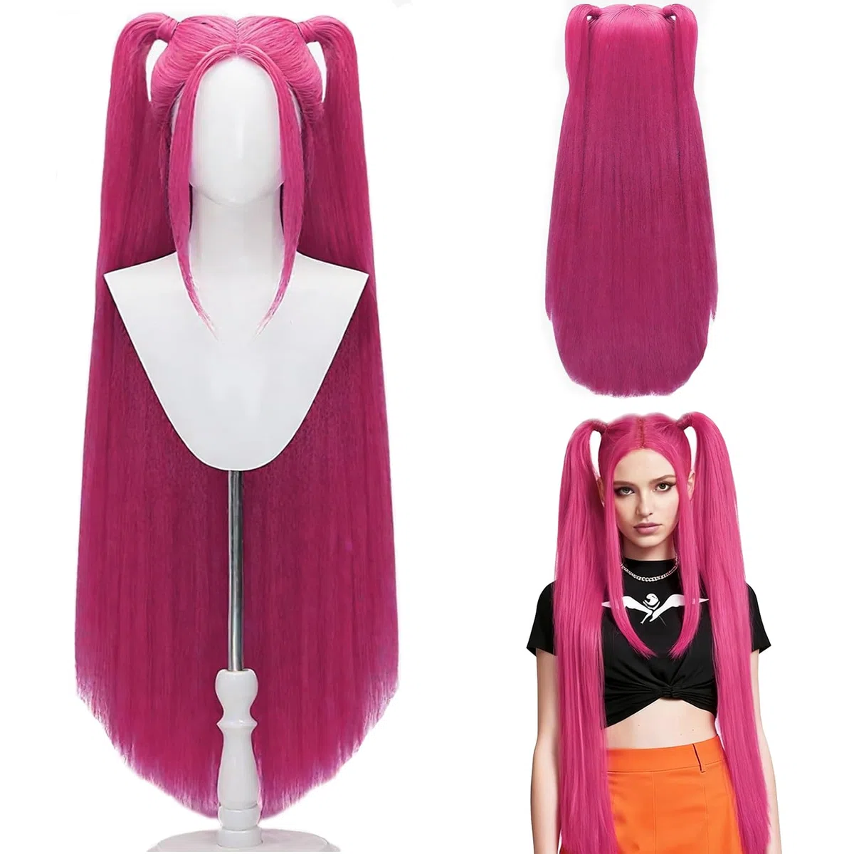 Hunter - Parrucca per cosplay per bambini, lunga viola, per cosplay e cos-play per bambini, per Halloween, carnevale, feste in maschera