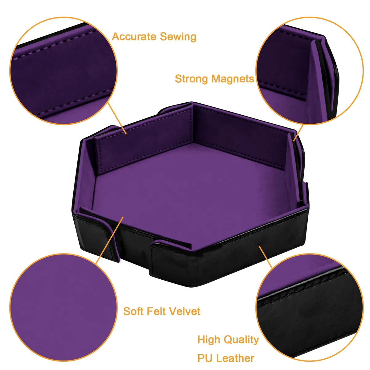 SIQUK Tavola per Dadi Magnetico Vassoio per Dadi Pieghevole Esagono Dice Tray, Viola