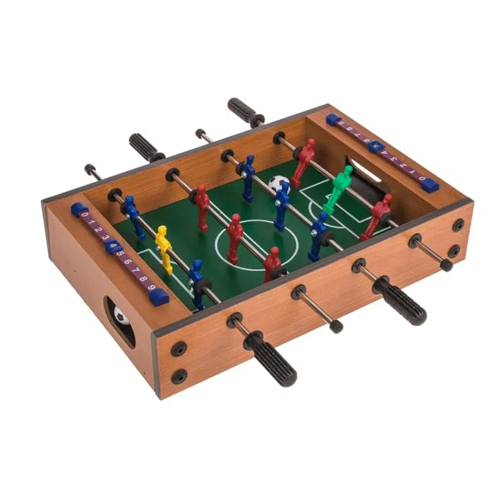 Tavolo da calcio balilla in legno, 33 x 21 cm, con 2 palline e contatore punteggio