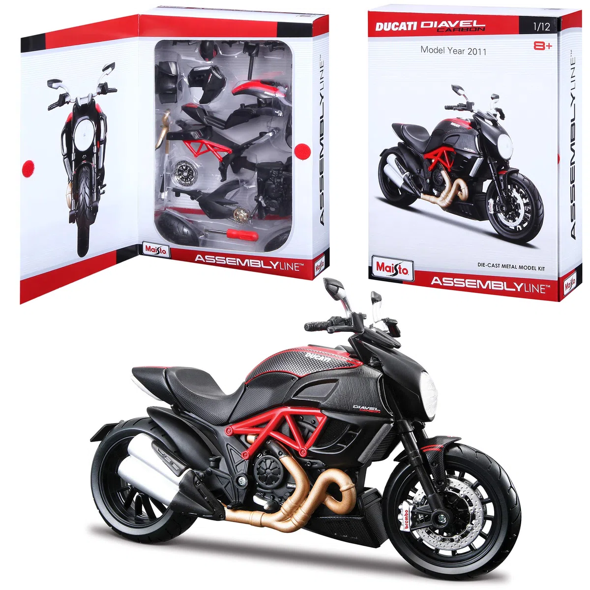 Maisto DUCATI DIAVEL CARBON - Modellino in alluminio pressofuso da costruire, scala 1:12