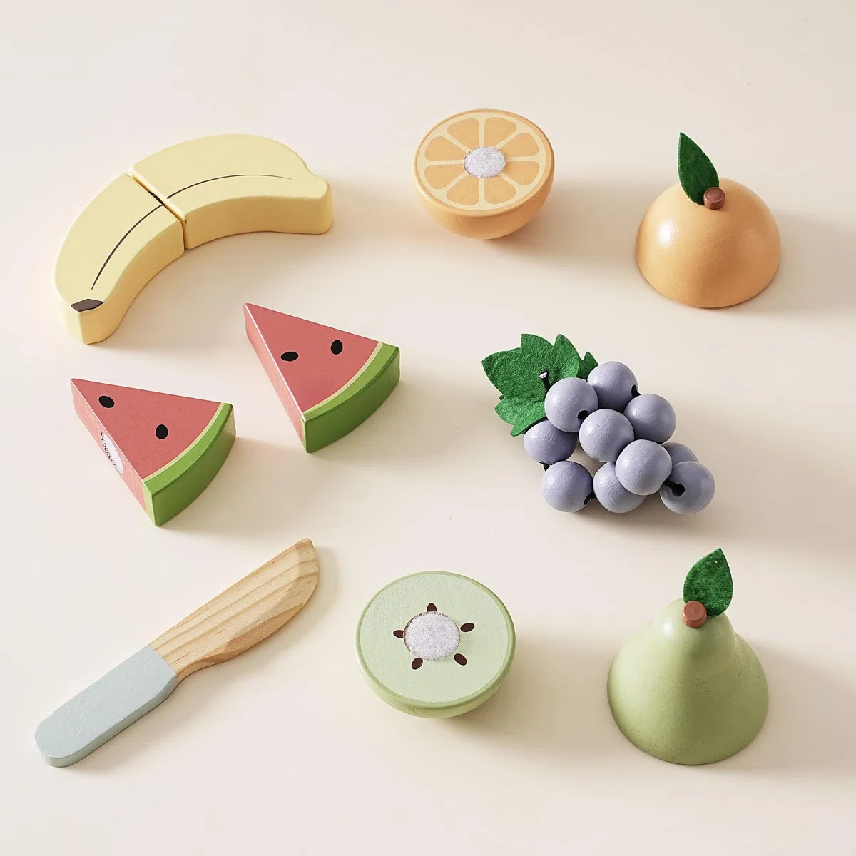 ROBUD Accessori per la cucina dei bambini in legno per giocattoli, alimenti per giochi di ruolo, cucine da gioco con custodia, regali per bambini a partire dai 3 anni in su, set di frutta
