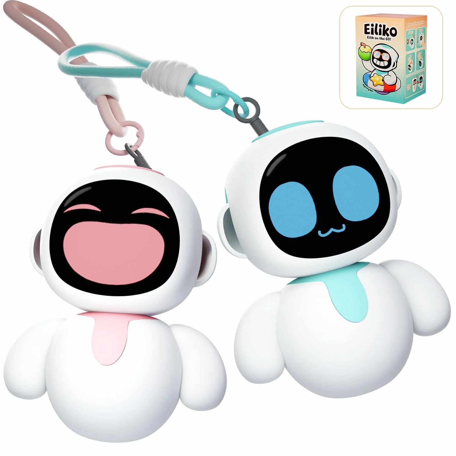 ENERGIZE LAB Eiliko Lover Set - Robot portatile Eilik con AI, giocattoli elettronici divertenti con ciondolo, regali per coppie e migliori amici.
